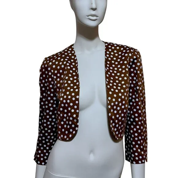 Vintage Talbots Bolero 8 Jacket Cropped Polka Dot Old Hollywood Rockabilly - Picture 2 of 7
